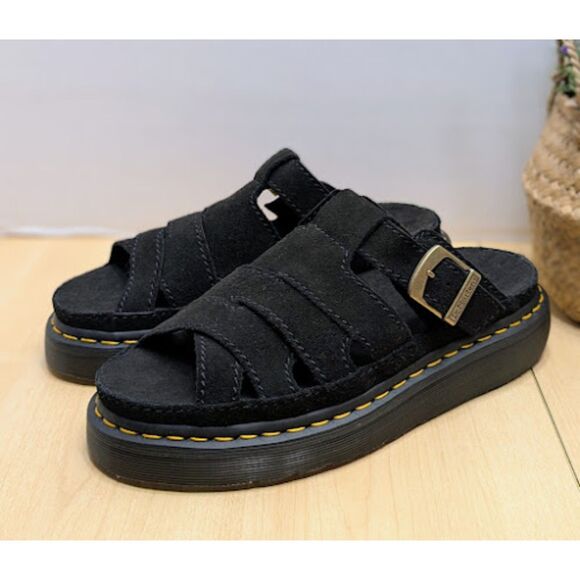 Dr. Martens Unisex Maxxy Slide Buttersoft Black Suede Leather Sandals UK 7 NWOB - Picture 3 of 13